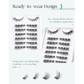 Onlyall Lash Clusters Eyelash Extensions Pre-styled False Eyelashes Clusters Natural C Curl Lash Clusters Wispy False Lashes Clusters Eyelash Clusters Wispy-24