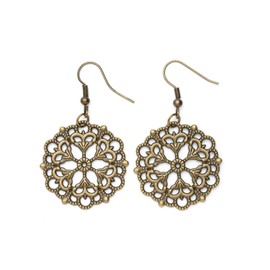 Miniblings Flower Ornament Earrings Pendant India Metal Bronze Hippie Large 45 mm - Handmade Fashion Jewellery I Earrings Earrings in Bronze, 45mm, Metal, without stone
