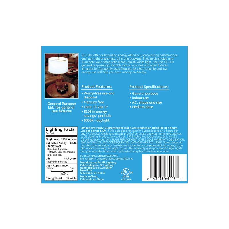 GE Dimmable LED Light Bulbs, A21 General Purpose (75 Watt