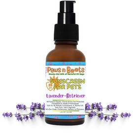 Sunscreen for Dogs and Cats - SPF 25. Broad Spectrum UVA/UVB Protection. Blocks-Out 96% of UV-Rays. 100% Natural, Plant-Based Skin Protection, Reef & Marine Life Safe. Lavender Retriever