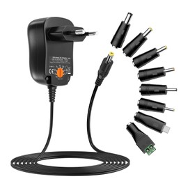 Zolt 12 W AC to DC Switching Power Supply 3 V 4.5 V 5 V 6 V 7.5 V 9 V 12 V 1 A Universal Power Supply with 8 DC Plugs for Speakers, Camera, Lamp, Tablet and More Household Electronics, 1000 mA Max.