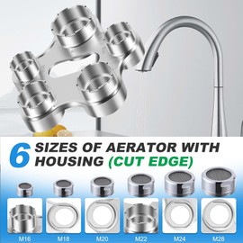 Aerator Mounting Wrench, 10 Sizes Universal Aerator Service Key, Tap Strainer Insert Aerator Key Tool for M16 / M18 / M20 / M22 / M24 / M28, Zinc Alloy