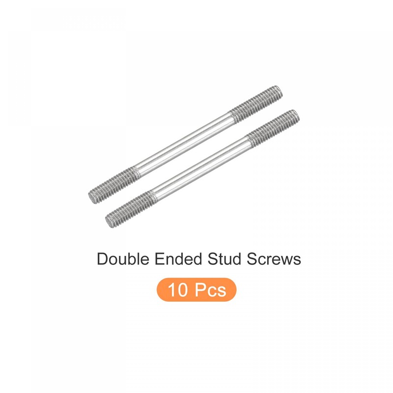 sourcing map Double Ended Stud Screws (M4 Thread 55mm Length)