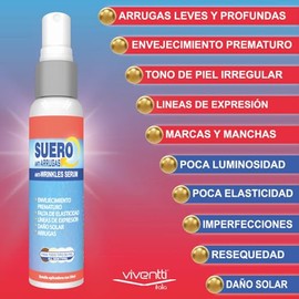 Antiarrugas de VIVENTTI Serum para arrugas, manchas, marcas, resequedad, poca elasticidad, daño solar - mejora la hidratación y luminosidad, todo tipo de piel. El único con TENZOLANE Fórmula Italiana