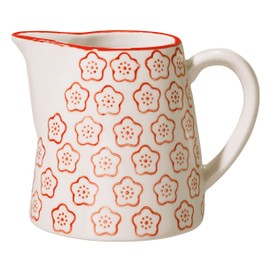 Bloomingville Isabella Milk Jug Retro Cream Jug Small Jug Diameter 8.5 x Height 8.5 cm Red Ceramic Holds Approx. 250 ml