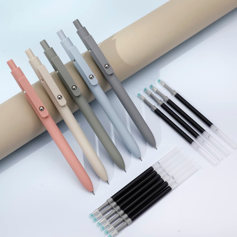 Dacitiery Pack of 5 Gel Pens with 10 Additional Refills,