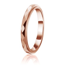 Nanafast 3mm Titanium Steel Anxiety Rings for Women Men Multi-faceted Wedding Band Fidget Rings for Anxiety for Women Rhombus Spinner Ring for Stess Relief Comfort Fit for Engagement Rose Gold 7