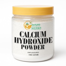 Herbs Botanica Calcium Hydroxide Powder 8 oz Fine Food Grade Lime Powder for Culinary, Pickling, Limewater, Nixtamalization & DIY Applications Slaked Lime (Cal)