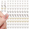 SILPECWEE 100pcs Butterfly Nail Charms 3D Gold Silver Butterflies for