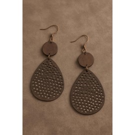 Boho Earrings For Women, Western Vintage Leather Wooden Teardrop Leaf Bohemian Dangle Earring Dainty Statement Non Tarnish Hypoallergenic Trendy Earrings For Women 2025 Jewelry Gift (Brown)