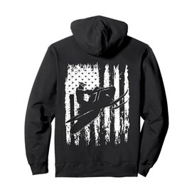 Vintage USA Flag Snowmobile Moto Sled Rider Snowmobiling Pullover Hoodie