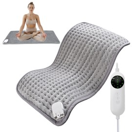 Heating Pad Electric Blanket 100 x 50 cm with Automatic Shut-Off, Fast Heating Technology Electric Heat Pad, Safe Heat Pads Electric for Back, Neck, Shoulder (Grey)