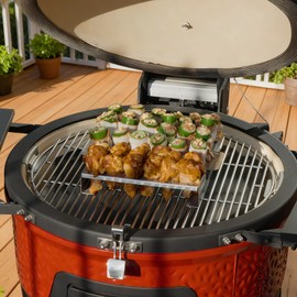 Skyflame Jalapeno Grill Rack with Handle and Chili Pepper Corer Tool - Large 36 Holes Capacity Stainless Steel Drumstick Chicken Legs Roaster for BBQ Smoker and Oven