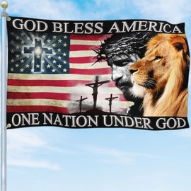 Aroxtms One Nation Under God Flag Patriotic Christian Jesus American Flags for Outside 3x5 Ft 4th of July Memorial Day Flag Outdoor Easter House Yard Decorations Banner