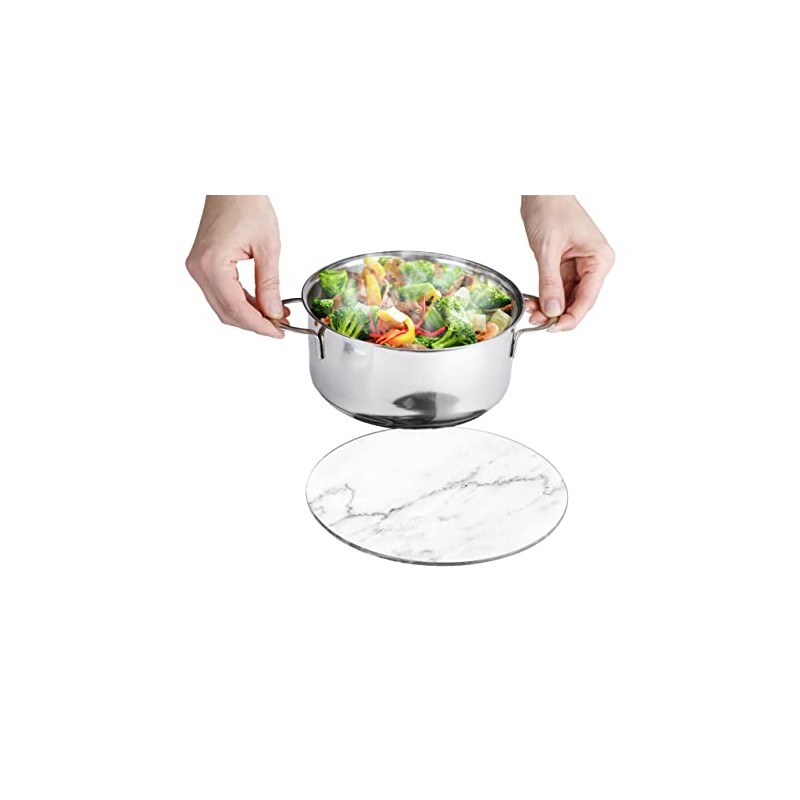WENKO 53982100 Marble, Round Trivet for pots, Pans, Tempered Glass,