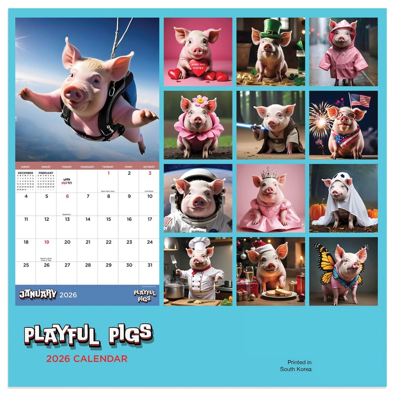 2026 Playful Pigs Mini Calendar