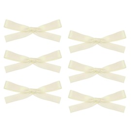 Penta Angel 6Pcs Bow Hair Clips Small Satin Ribbon Bowknot Hair Alligator Barrette Hair Decoration Accessories for Women Gilrs (Beige)