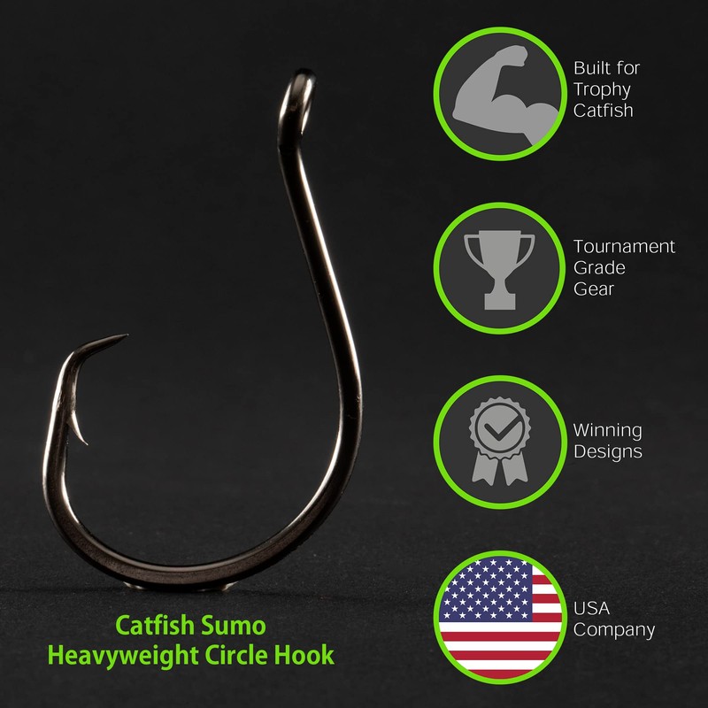 Heavyweight Catfish Hooks - Offset Octopus Circle Hooks - 25