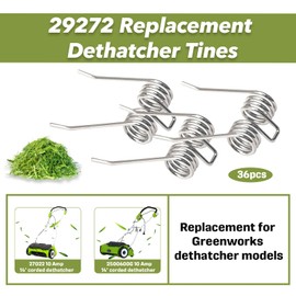 Mtuiewo 36 Pcs 29272 Replacement Dethatcher Tines, 29272 Scarifier Tines Parts fit for Greenworks 27022 2500600G 10 Amp 14" Corded Dethatcher