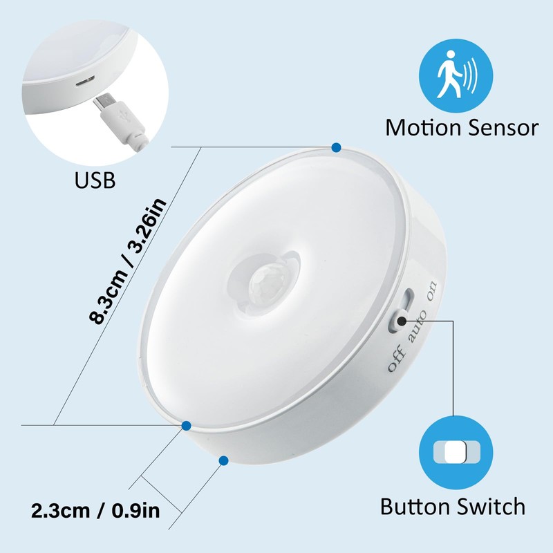 DWEPTU Motion Sensor Night Light 2 Pack LED Night Lights,