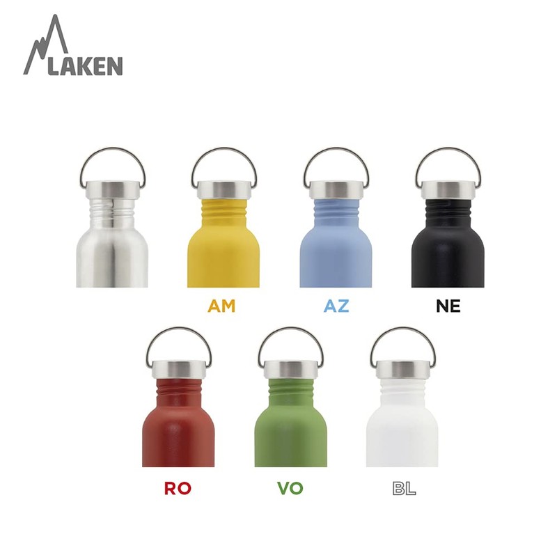 Laken Basic Stainless Steel Bottle, Water Bottle, Wide Opening with