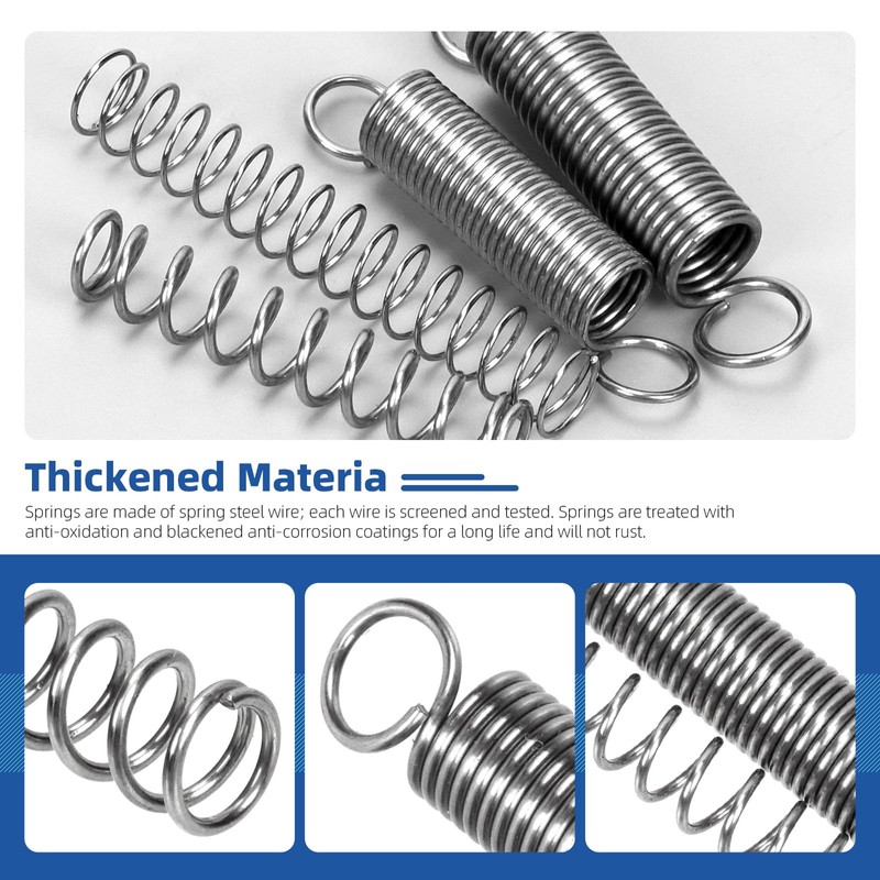 Glarks 128pcs Stainless Steel Extension Springs with Double Hook Sets