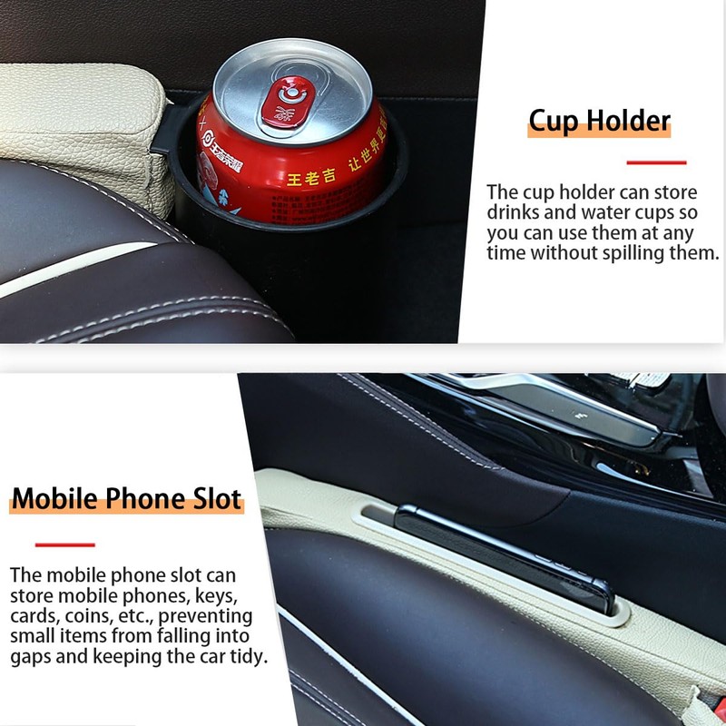 RAKSONIC 2 Pack Car Seat Gap Filler with Storage Box,Fill