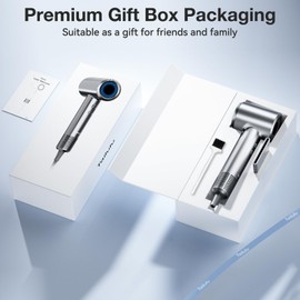 Hair Dryer, High-Speed Ionic Low Noise Blow Dryer with 160000 RPM Motor for Fast Drying, Thermo-Control Portable Hair Blow Dryer with Magnetic Nozzle for Home Travel Salon (P2306F Grey)