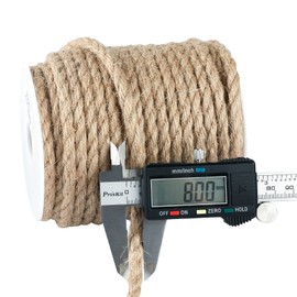 jijAcraft Jute Rope 5/16 Inch,66 Feet Natural Jute Twine,Strong Hemp Rope,Brown Thick Jute Rope, 8mm Heavy Duty Twine for Crafts,Cat Scratching Post,Gardening,Bundling,Climbing Plants,Home Decorating