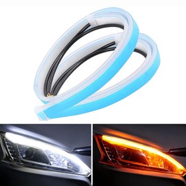 QuickYen Sequential Turn Signal, LED Tape, Flowing Turn Signal, Thin, For Cars, Waterproof, Side Lighting, Daylight, Tail Lamp, LED Tape Light, High Brightness, 23.6 inches (60 cm), DC 12 V,