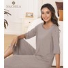 NACHILA Pajamas for Women-Viscose Made from Bamboo, 3/4 Sleeve Sleepwear