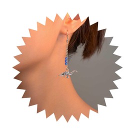 Dervivea Boho Cartoon Dinosaur Dangle Earrings Silver Dinosaur Drop Earrings Small 3D Dino Earrings cute Brontosaurus Earrings Jewelry for Women and Girls