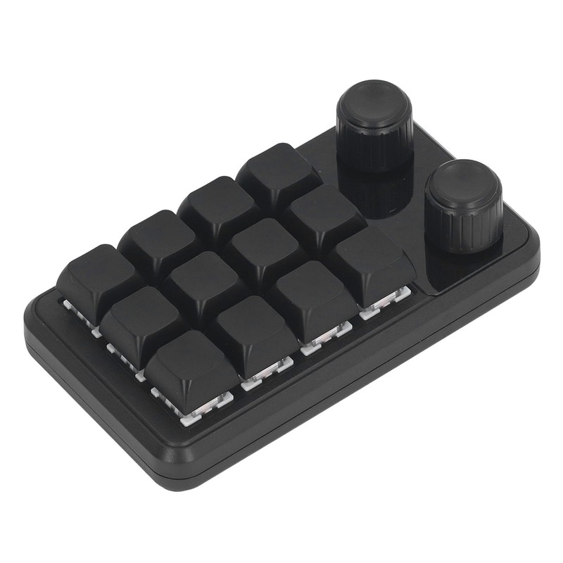 Mini Gaming Keypad 12 Keys 2 Knobs Blue Switch Black