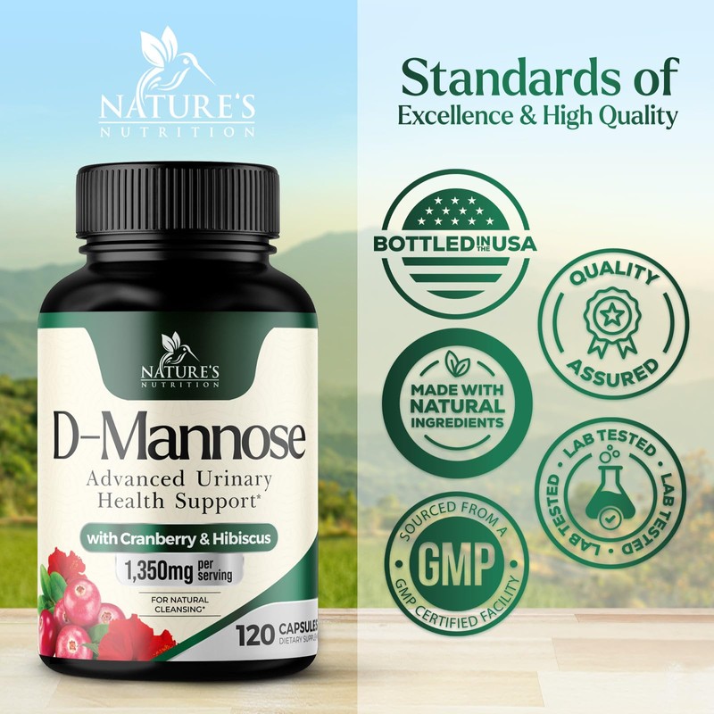 D-Mannose Supplement 1,350 mg with Cranberry & Hibiscus - Effective