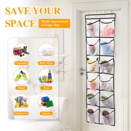 GOMAJI 12 Large Mesh Pockets Over The Door Shoe Organizer Boots Hanging Storage Shoe Rack for Closet - White