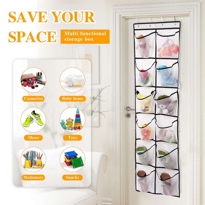 GOMAJI 12 Large Mesh Pockets Over The Door Shoe Organizer