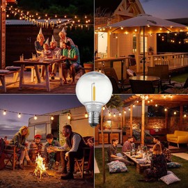 abulber G40 LED Outdoor String Light Bulbs, Shatterproof Waterproof, E12 Base Replacement Globe Light Bulbs, Plastic 0.6W 120V 2700K Warm White 25 Pack
