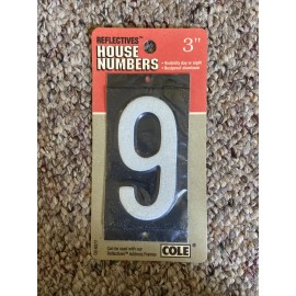 COLE 3-Inch Aluminum Reflective Mailbox Number 9 Visible 100Ft. Day or Night