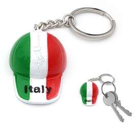 Powersell Pocket Keyring with Keyring Italian National Flag Italy in Metal, Accessory for Men and Women, Gift Idea CAP, Chrome / Green / White / Red