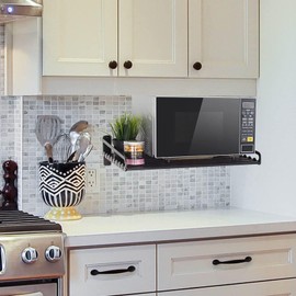 MaxxCloud Electric Oven Holders, Microwave Oven Rack Kitchen Shelf, Black Storage Racks Wall Shelf, Kitchen Organizer Aeronautical Aluminum, Weight Bearing 80 lb (23.6'' x 15.5'', Black)