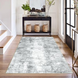 Capslpad Machine Washable Rug, Modern Abstract 3x5 Grey Area Rug, Low Pile Soft Non-Shedding Area Rug for Entryway, Bedside, Living Room, Hardwood Floor