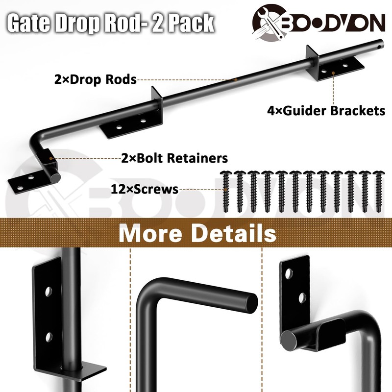 24" Cane Bolt Gate Drop Rod Heavy Duty Gate Hardware,