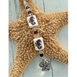 Crystal Rear View Mirror Charm,Ocean Sea Horse Car Sun Catcher, Boho Ocean Seahorse,Gemstone Crystal Window Hanging, Crystle Ball Prism Suncatcher,Starfish Charm