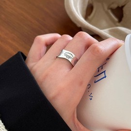 Love Ring for Women, Trendy Wide Band Lettering You Are My Everything Love Avocado Green Open Adjustable Silver Rings for Teen Girls Birthday Jewelry Gifts (Love)