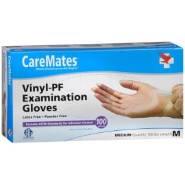 CareMates Vinyl-PF Examination Gloves Medium 100 EA