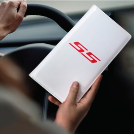 Annloysky Leather Car Registration and Insurance Cards Holder Compatible with Chevy Camaro SS, Vehicle Glove Box Car Organizer with Magnetic Shut, Documents License for Camaro SS Owners