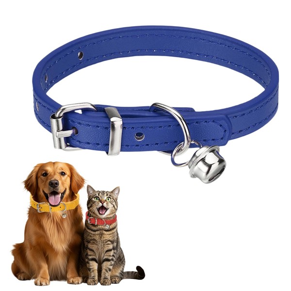 PETAXCELL Dog Collar with Bell, Pu Leather Cat Collars Pet