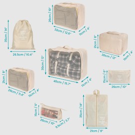 BELLE VOUS (8 Pack Cream Travel Packing Cubes - Multifunctional Packing Cubes for Suitcase - Compression Waterproof Storage Bags for Clothes, Toiletries & Other Travel Essentials