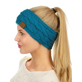 C.C - Diadema elástica suave para invierno, cálida, con forro difuso., Verde azulado, Talla única