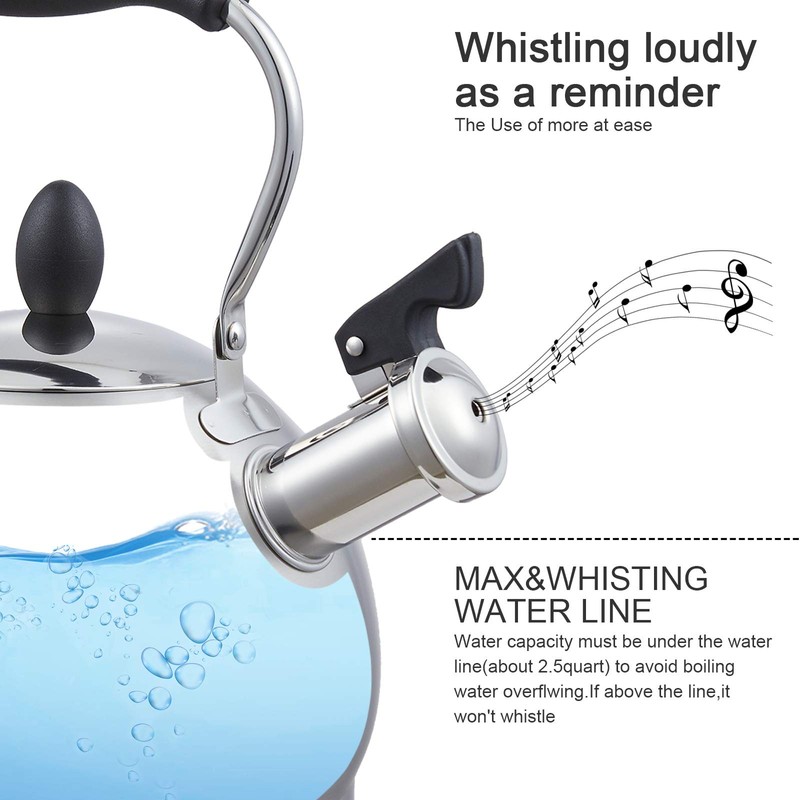 Creative Home 2.6 Qt. Stainless Steel Whistling Tea Kettle Teapot